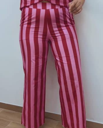 Pantalón Raya Burdeos & Rosa