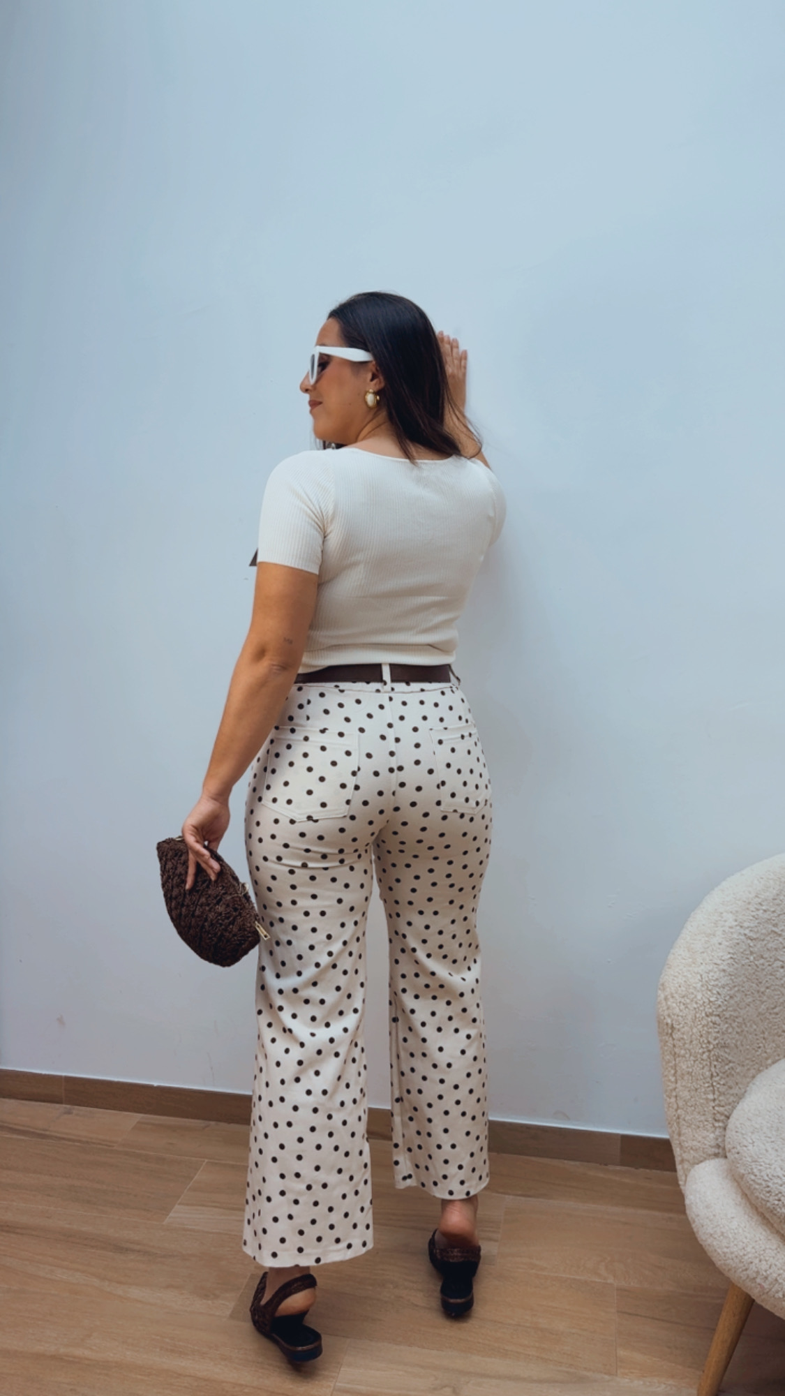 Pantalón Beige Lunares Chocolate