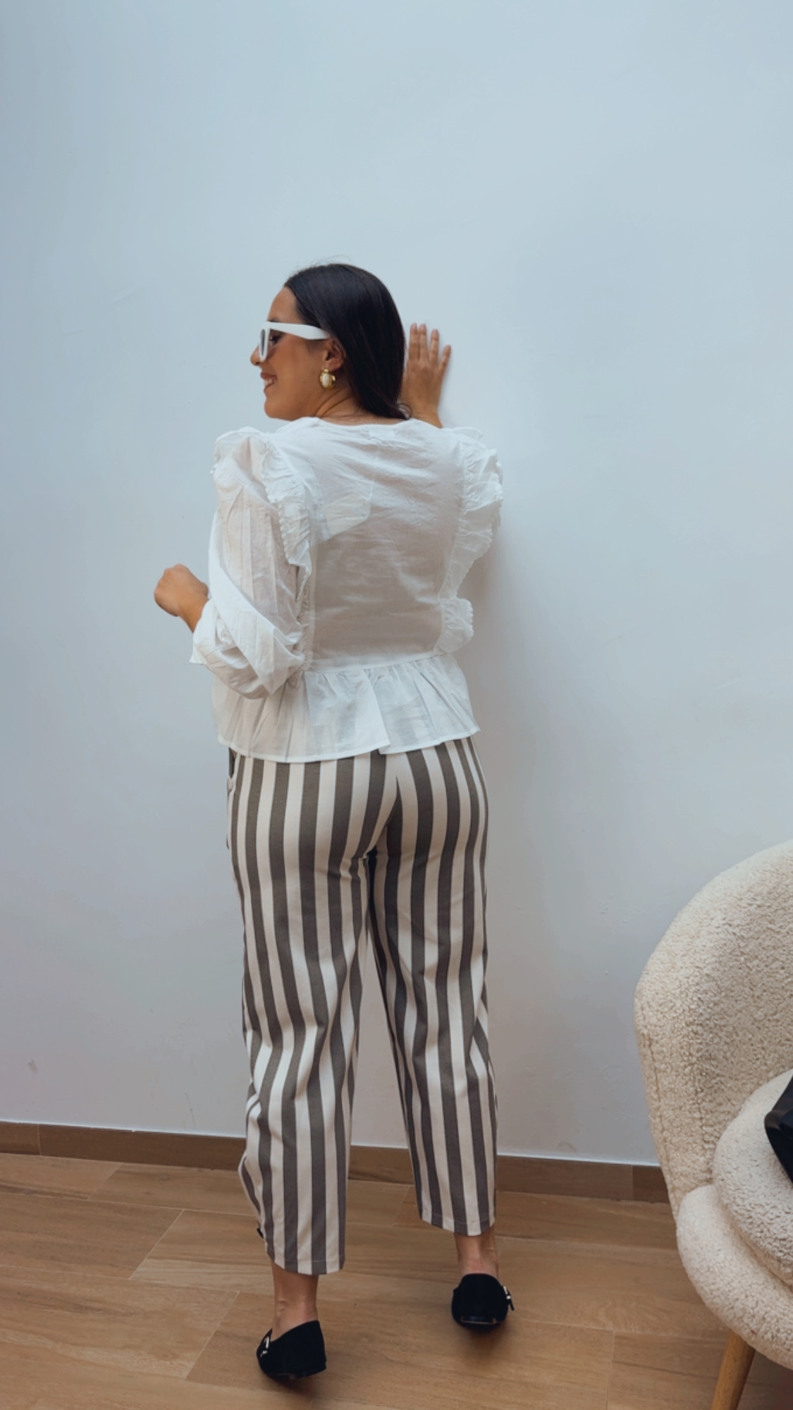 Pantalón Rayas Gris & Crudo