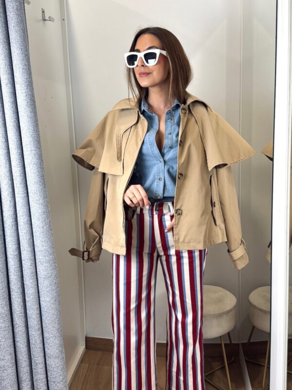 Pantalón Rayas Burdeos, Azul & Beige