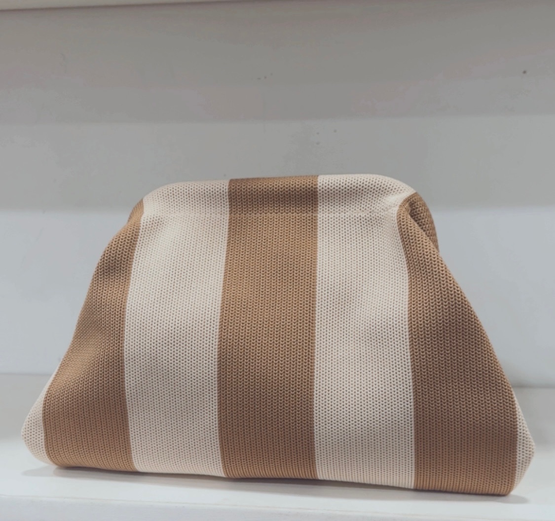 Bolso Rayas Camel y Crudo