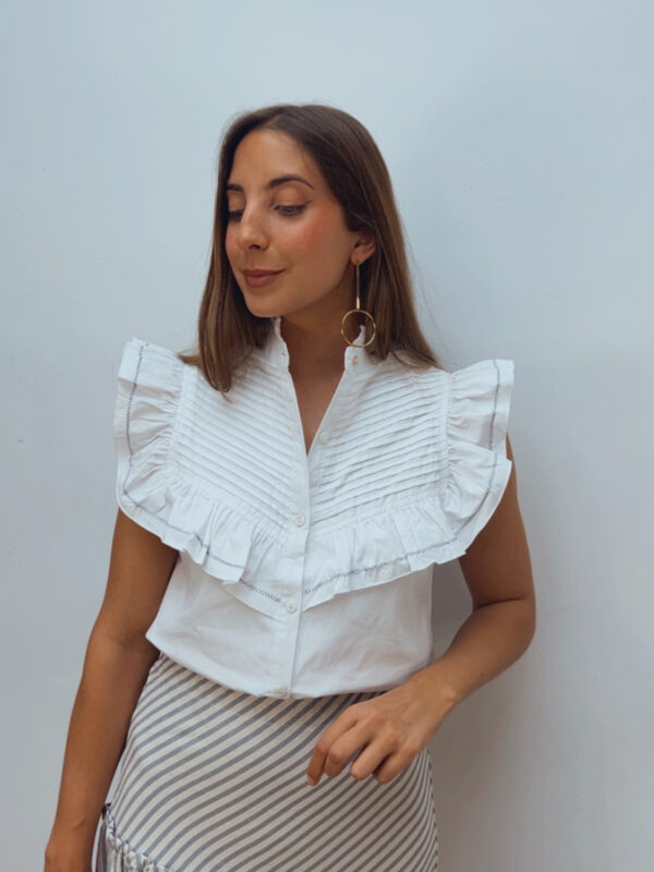 Blusa Blanca Volante Bordada