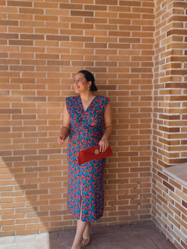 Vestido Nudo Azul & Rojo