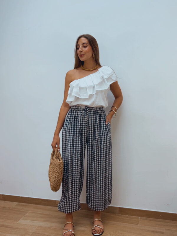 Pantalón Bombacho Vichy Marino
