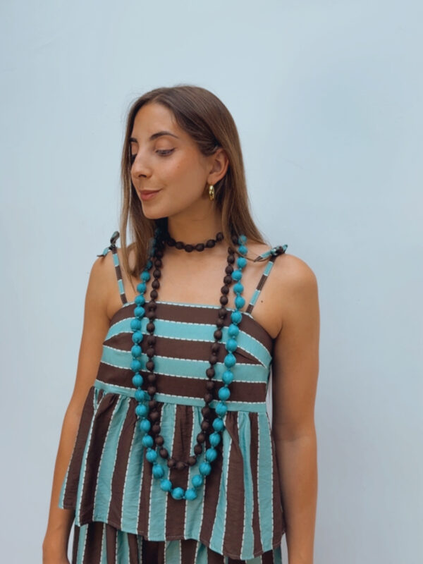 Collar Largo Textil Turquesa