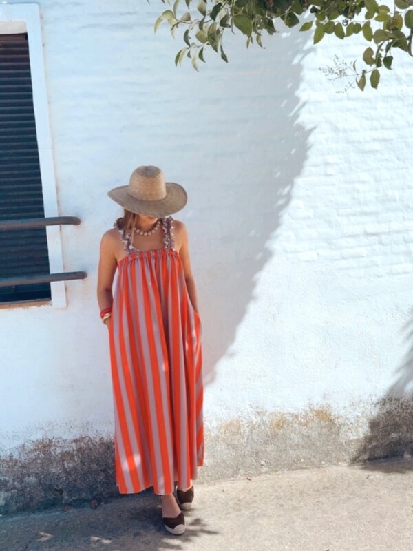 Vestido Lili Naranja & Topo