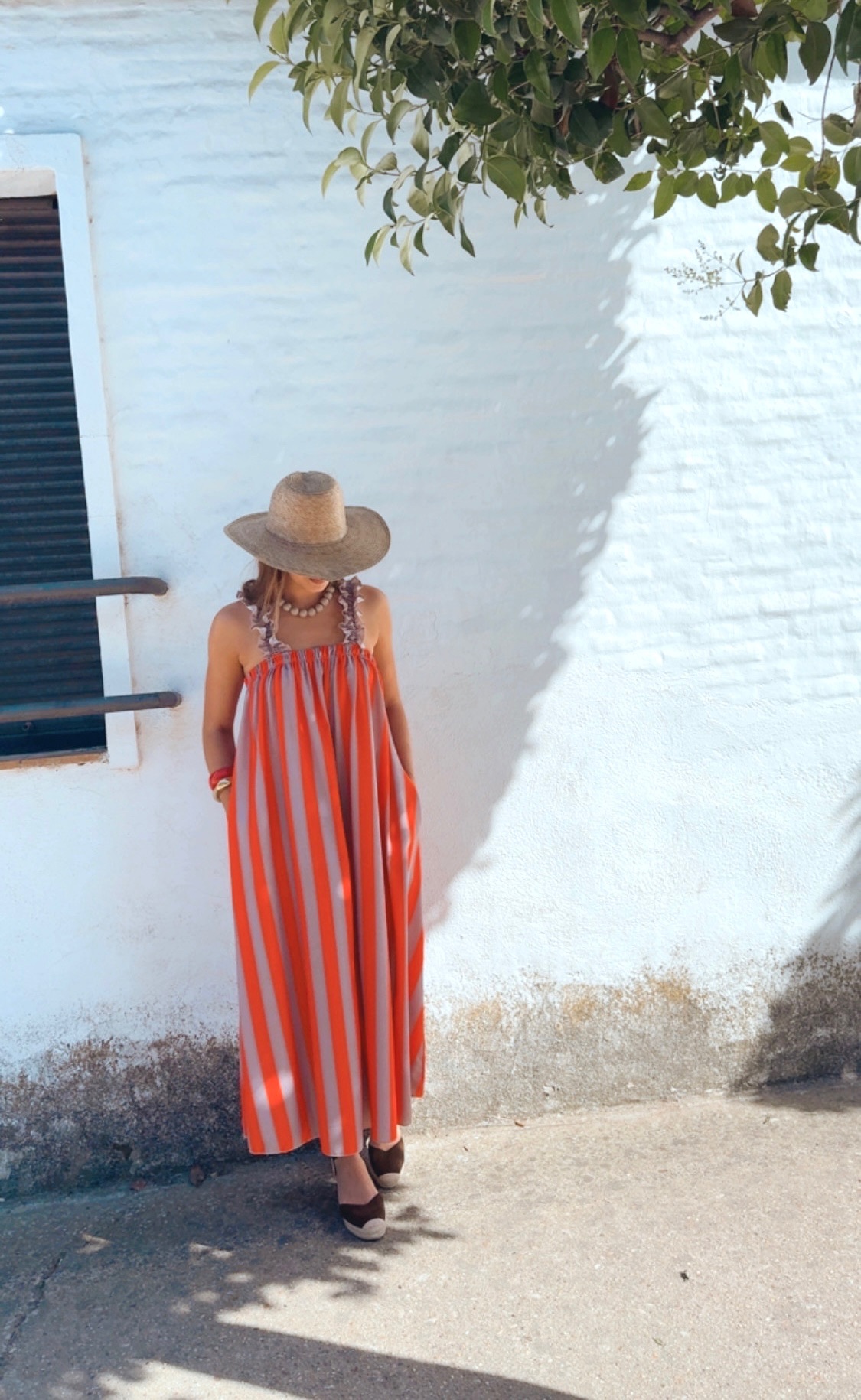 Vestido Lili Naranja & Topo