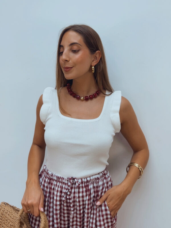 Top Escote Cuadrado Volante Blanco