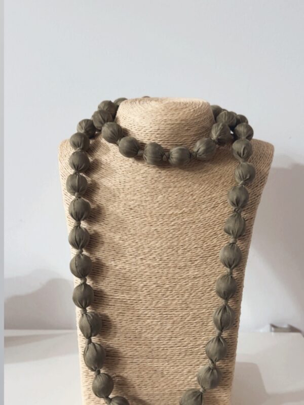 Collar Largo Textil Verde Khaki