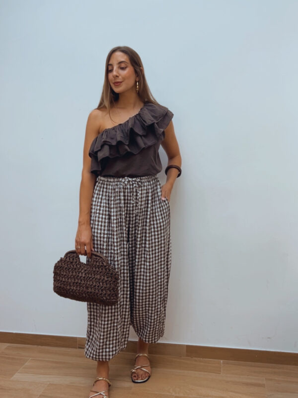 Pantalón Bombacho Vichy Chocolate