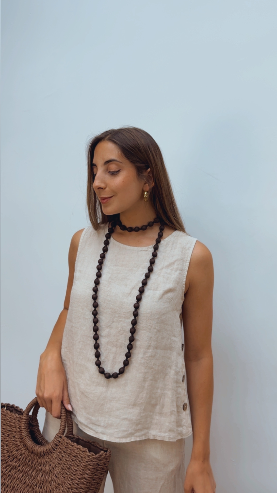 Collar Largo Textil Chocolate
