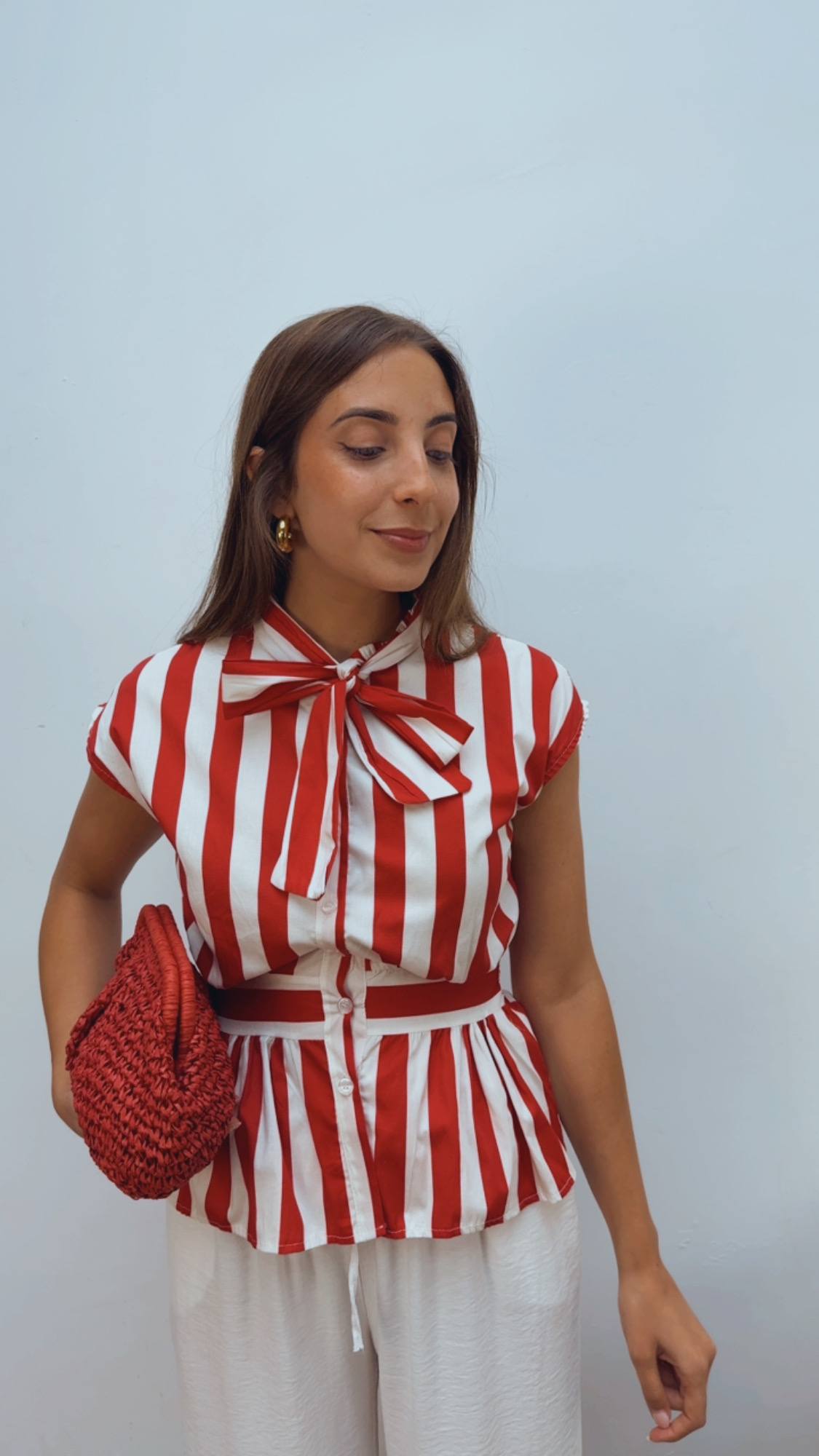 Blusa Peplum Lazada Raya Roja & Blanca
