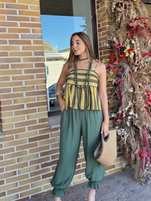 Pantalón Bombacho Volante Caqui