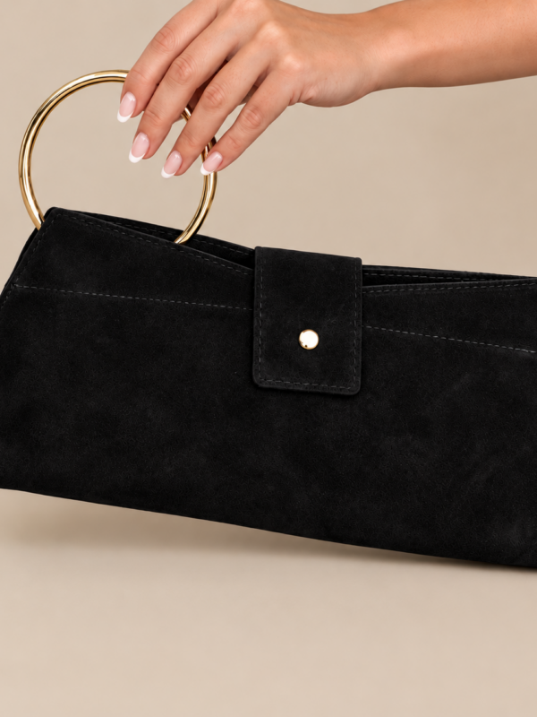 Bolso Piel Asa Circular Negro