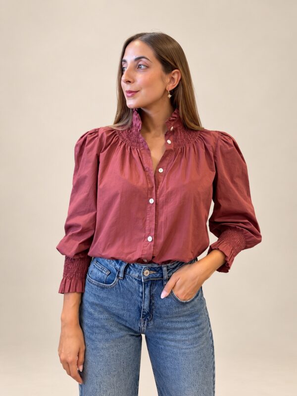Blusa Cuello Subido Terracota