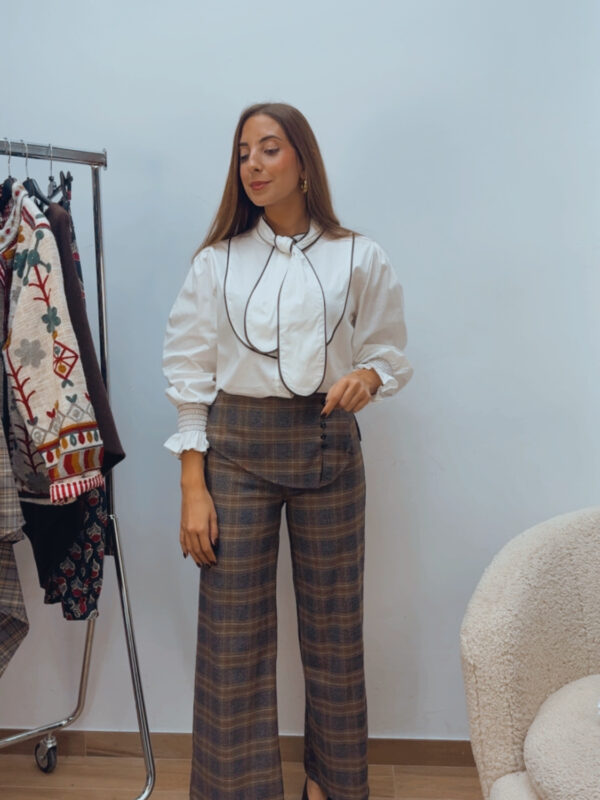 Pantalón Faldón Cuadros Gris & Camel