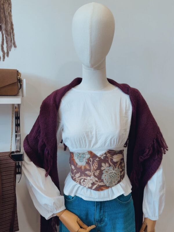 Fajín Reversible Cuadros Burdeos