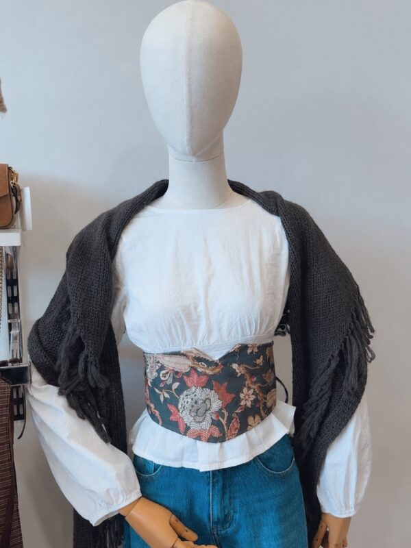 Fajín Reversible Cuadros Gris
