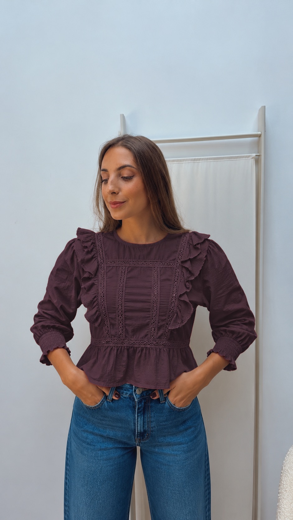Blusa Vino Volante & Jaretas