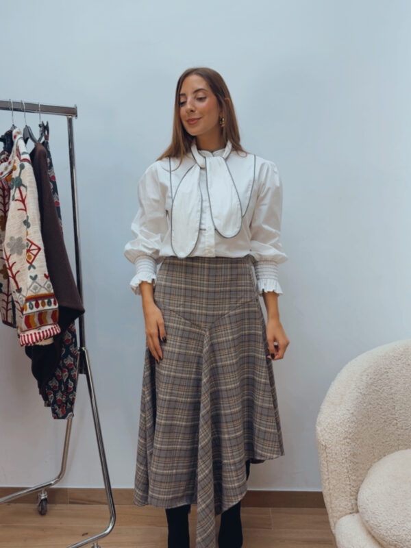 Falda Picos Cuadro Gris