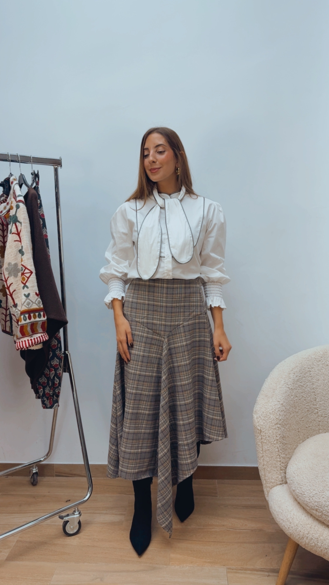 Falda Picos Cuadro Gris