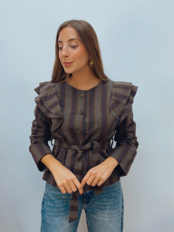 Chaqueta Volantes Chocolate & Caqui