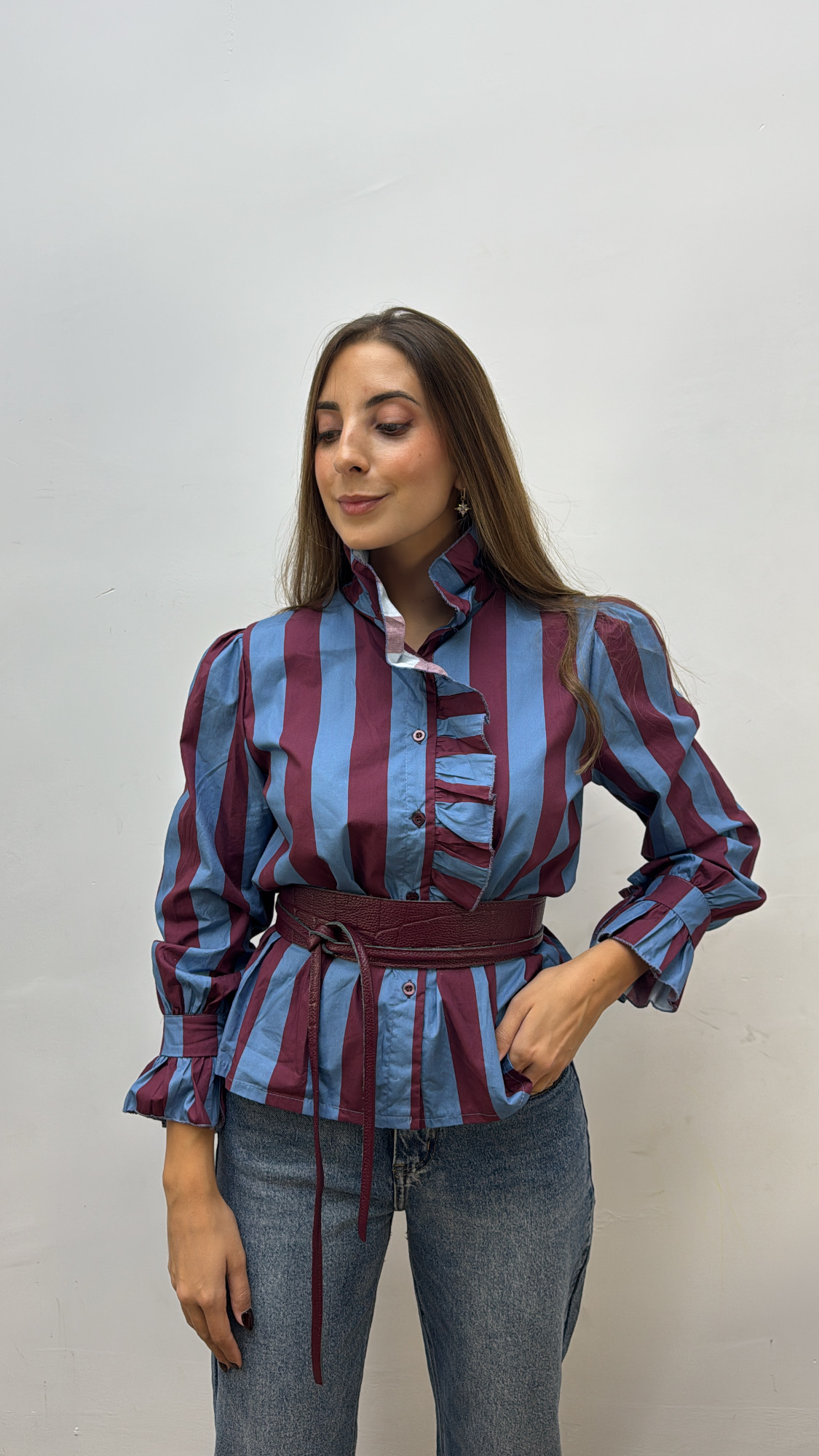 Blusa Raya Burdeos & Azul