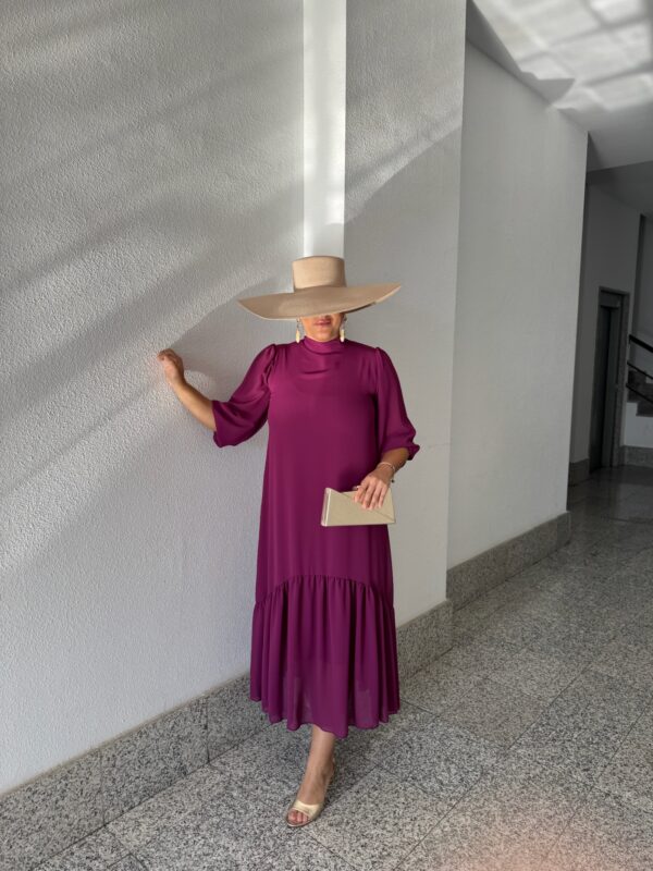 Vestido Gasa Volante Buganvilla