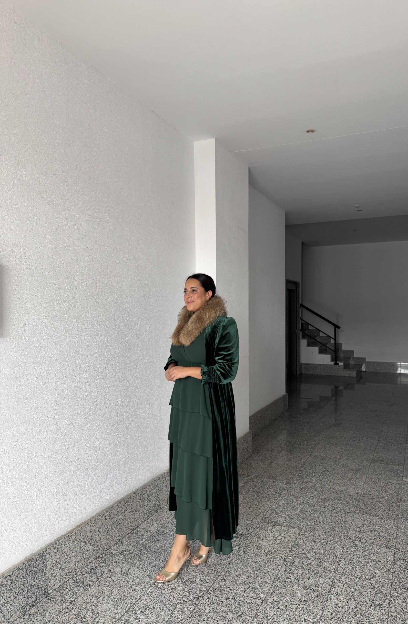 Kimono Terciopelo Verde Botella