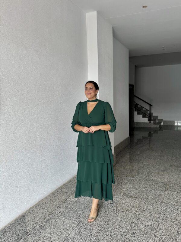 Vestido Volante Verde Botella