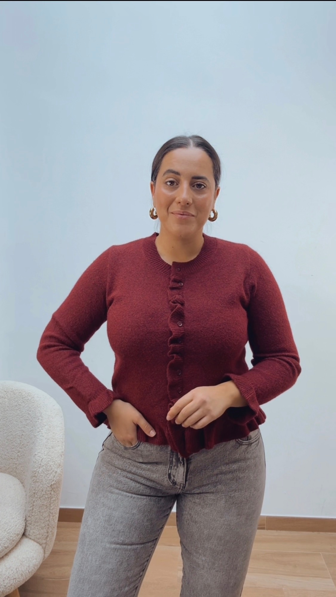 Chaqueta Punto Burdeos