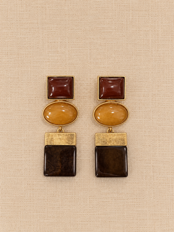 Pendiente Ocre Marrón & Mostaza