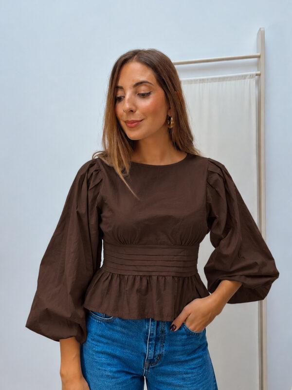 Blusa Tablas Cintura Chocolate